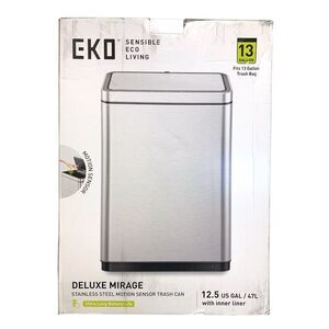 EKO Deluxe Mirage Stainless Steel Motion Sensor Trash Can, 12.5 Gal/47L, EK9280